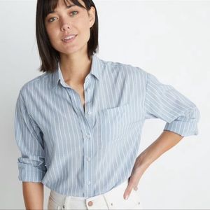 Marine Layer | Madison Boyfriend Button Down in Menswear Stripe XS Blue
